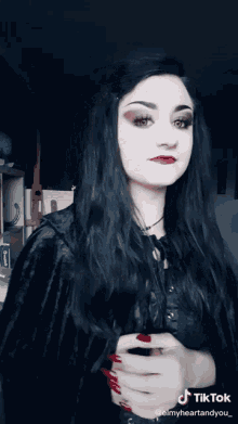 tiktok elmyheartandyou gothic girl goth girl red nails