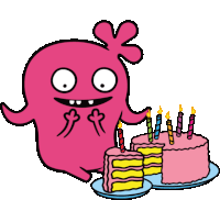 Moxy Eating Cake For Birthday Sticker - Ugly Dolls Happy Birthday Birthday Cake Stickers