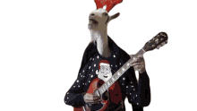 guitar chewing animal head christmas sweater santa