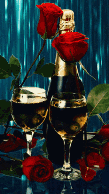 Champagne Champagne Glasses And Roses GIF - Champagne Champagne Glasses And Roses GIFs