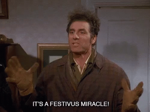 Festivus- Festivus Miracle GIF - Seinfeld Kramer Michael Richards -  Discover &amp; Share GIFs
