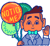 Eager Chip Says Notice Me In English Sticker - Hopeless Romance101 Notice Me Balloons Stickers