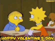 Happy Valentines Day Ralph Wiggum GIF - Happy Valentines Day Ralph Wiggum Lisa Simpson GIFs