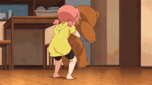 anime kid happy teddy bear