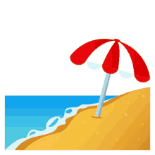 beach with umbrella travel joypixels beach umbrella
