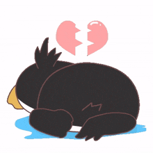 cute penguin broke up sad cry