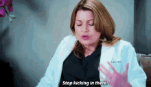 Greys Anatomy Meredith Grey GIF - Greys Anatomy Meredith Grey Stop Kicking In There GIFs