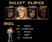 Streets Of Rage Player Select GIF - Streets Of Rage Player Select Character Select GIFs