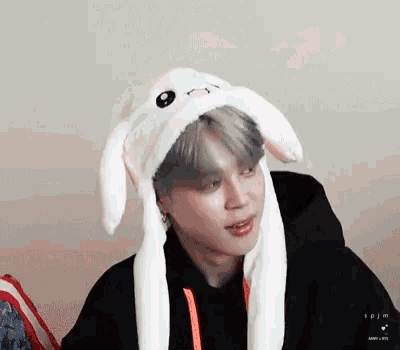 jimin rabbit hat