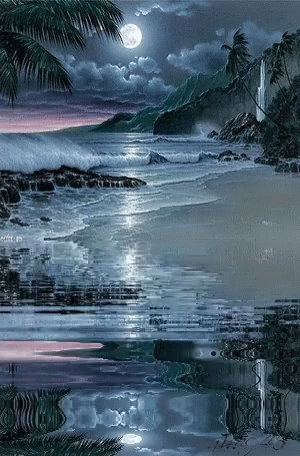 Moon Ocean GIF - Moon Ocean Night - Discover &amp; Share GIFs