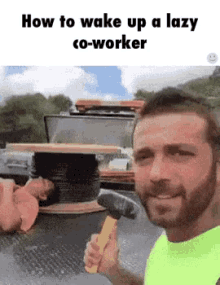 How To Wake Up A Lazy Co-worker GIF - Lazy Lazy Worker Lazy Coworker GIFs