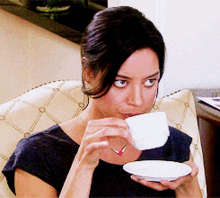 Parks And Rec April Ludgate GIF - Parks And Rec April Ludgate Sips Tea GIFs