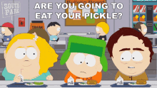 Are You Going To Eat Your Pickle The Pickle Kid GIF - Are You Going To Eat Your Pickle The Pickle Kid Kyle Broflovski GIFs