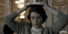 Trying It On Claire Foy GIF - Trying It On Claire Foy Queen Elizabeth Ii GIFs