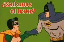 Batman Y Robin Se Dan Un Apretón De Manos GIF - Trato Trato Hecho Dar La Mano GIFs