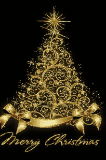Merry Christmas Gold Tree GIF - Merry Christmas Gold Tree Golden Christmas Three GIFs