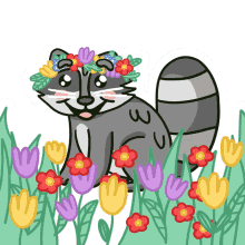 raccoon may queen flower crown spring funny trash panda