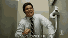 Im Poopin Here Adam Devine GIF - Im Poopin Here Adam Devine Pooping GIFs