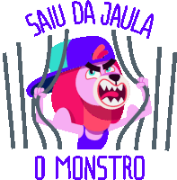 Lion Escaping Cage Screams The Monster Has Left The Cage In Portuguese Sticker - Shakethat Body Lion Saiu Da Jaula Stickers