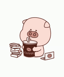 Pig Coffee GIF - Pig Coffee Cute GIFs