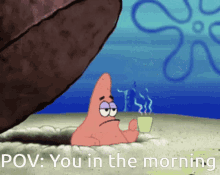 Patrick Star Good Morning GIF - Patrick Star Good Morning Coffee Cup GIFs