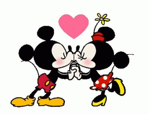kiss,Minnie Mouse,Mickey Mouse,kisses,heart,In Love,Disney,gif,animated g.....