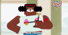 new trophy nice yes fist pump happy