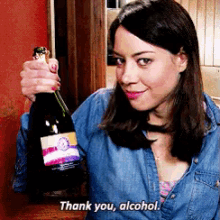 parks and rec april ludgate aubrey plaza thank you alcohol drink