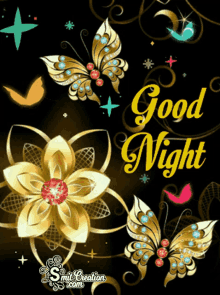 Good Night Flower GIF - Good Night Flower Butterfly GIFs