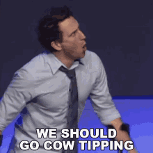 we should go cow tipping josh sundquist cow tipping disaster sneaking up to a sleeping cow pushing cow over for entertainment