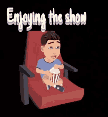 enjoying the show popcorn eating watching enjoying the show popcorn eating watching