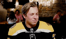 Boston Bruins Charlie Mcavoy GIF - Boston Bruins Charlie Mcavoy Have Any Straws GIFs