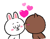 Cony And Brown Kiss Sticker - Cony And Brown Kiss Heart Stickers
