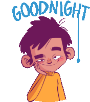 Sleepy Boy Saying Goodnight Sticker - Luluand Jazz Goodnight Tired Stickers