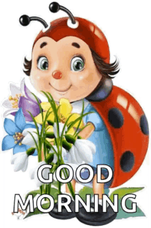 Good Morning Ladybug GIF - Good Morning Ladybug Flowers GIFs