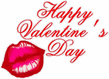 happy valentines day kiss lips glitter sticker