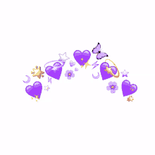 purple hearts stars butterfly