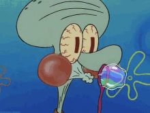 Squidward Tries And Fails To Blow A Bubble GIF - Bubble Squidward Fail GIFs