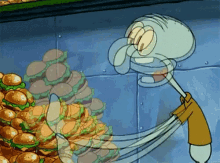 Yummers GIF - Squidward Eating Krabby Patty GIFs
