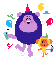Monkey And Bear Partying Sticker - Best Friends Happy Birthday Birthday Party Stickers