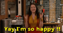 I'M So Happy GIF - 2broke Girls Kat Dennings Jumping GIFs