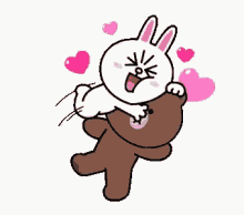 Happy Valentines Day Cony And Brown GIF - Happy Valentines Day Cony And Brown Kisses GIFs