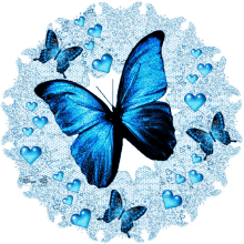 butterflies blue hearts love sparkling