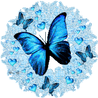 Butterflies Blue Sticker - Butterflies Blue Hearts Stickers