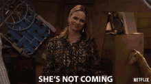 Shes Not Coming Andrea Barber GIF - Shes Not Coming Andrea Barber Kimmy Gibbler GIFs