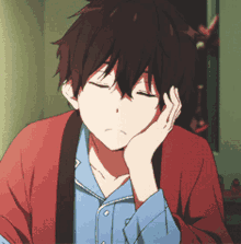 bored anime boy cute mood