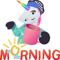 Morning Unicorn Life Sticker - Morning Unicorn Life Joypixels Stickers