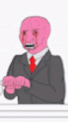 Funny Pink Wojak GIF - Funny Pink Wojak Marble Cards GIFs