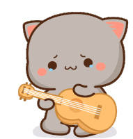 伤心地弹吉他 Peach Cat And Goma Sticker - 伤心地弹吉他 Peach Cat And Goma Quan Stickers
