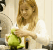 chorong play kermit the frog stuffed toy cute